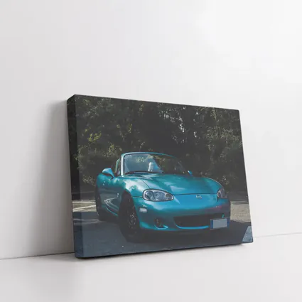 Mazda MX-5 Teal Roadster Forest Background