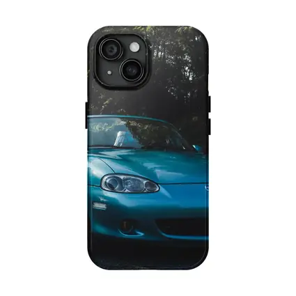 Mazda MX-5 Teal Roadster Forest Background