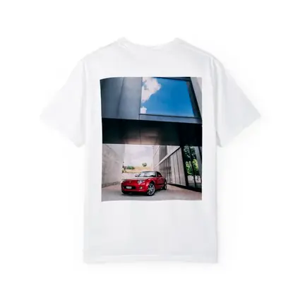 Red Mazda MX5 Parked Under Modern Architecture