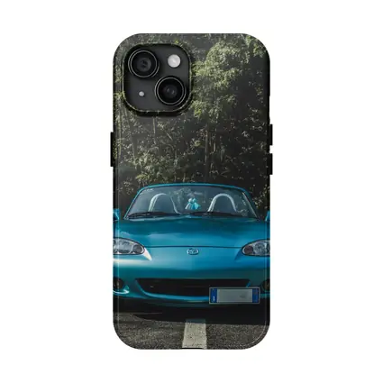 Mazda MX5 Teal Roadster Forest Background