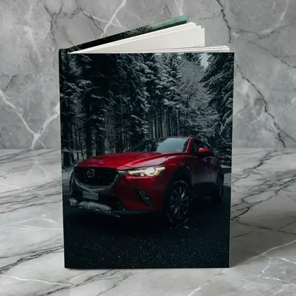 Mazda CX Red SUV Snowy Forest Night