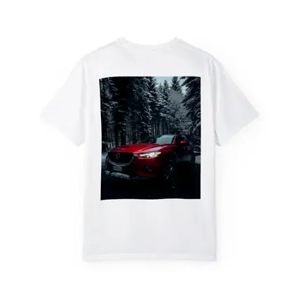 Mazda CX Red SUV Snowy Forest Night