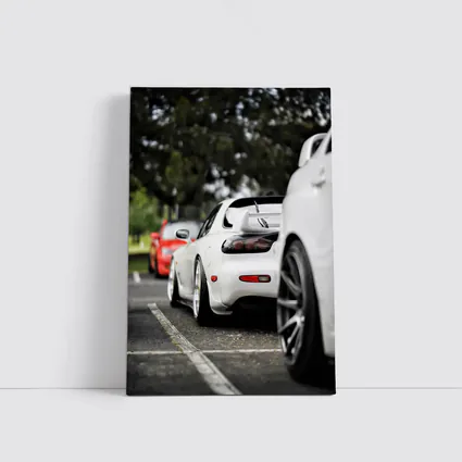Mazda RX-7 White Stance Car Meet Parking