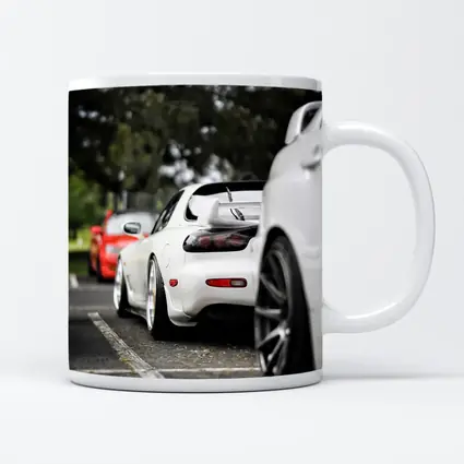 Mazda RX-7 White Stance Car Meet Parking