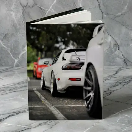 Mazda RX-7 White Stance Car Meet Parking