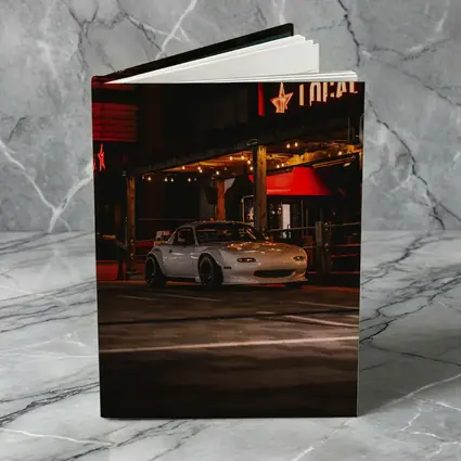 Mazda MX-5 Parked Outside Neon Bar Night