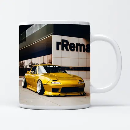 Yellow Mazda MX5 Slammed Street Night