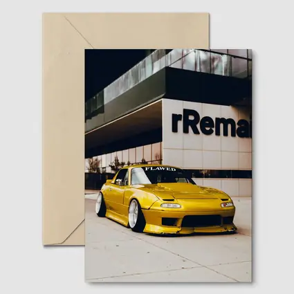 Yellow Mazda MX5 Slammed Street Night
