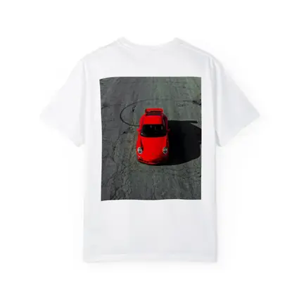 Red Porsche 911 Aerial View Cracked Asphalt
