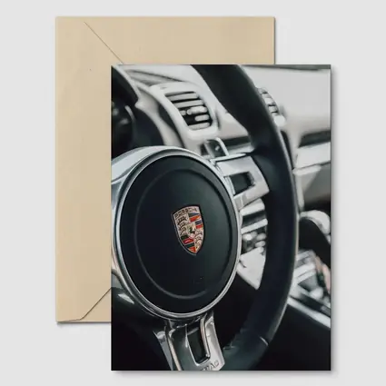 Porsche Steering Wheel Interior Dashboard Close Up