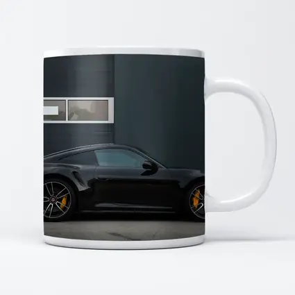 Black Porsche 911 Side Profile Urban Setting