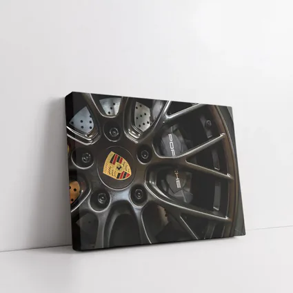 Porsche Dark Alloy Wheel Brake Caliper Detail