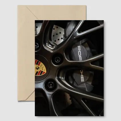 Porsche Dark Alloy Wheel Brake Caliper Detail