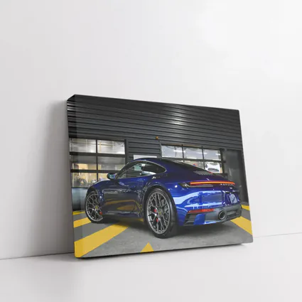 Porsche 911 Deep Blue Garage Rear View