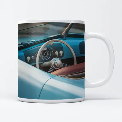 Classic Blue Convertible Car Interior Dashboard