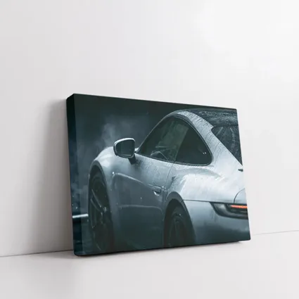 Porsche 911 Silver Rain Wet Dark