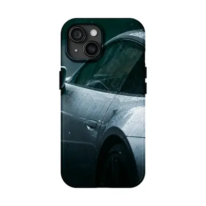 Porsche 911 Silver Rain Wet Dark