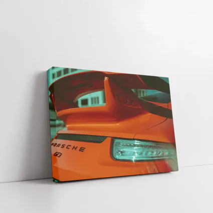 Porsche GT3 Orange Rear Wing Close Up