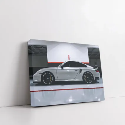 Porsche 911 Turbo Silver Garage Side Profile