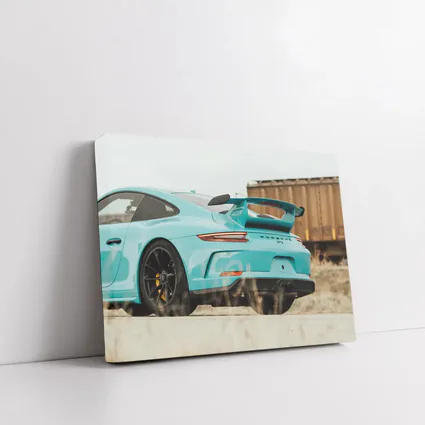 Porsche GT3 Miami Blue Rear Shot