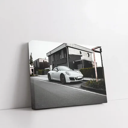 White Porsche 911 Parked Urban Street