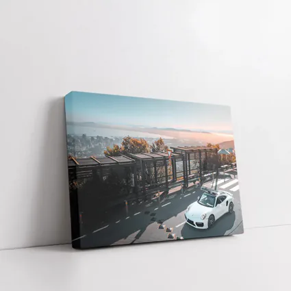 White Porsche 911 Turbo City Overlook
