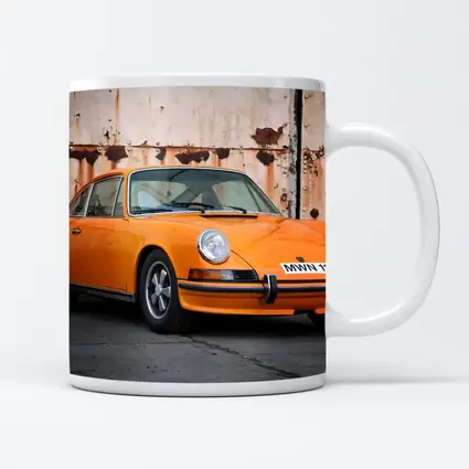 Porsche 911 Orange Classic Car Rusty Wall
