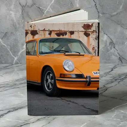 Porsche 911 Orange Classic Car Rusty Wall