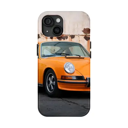 Porsche 911 Orange Classic Car Rusty Wall