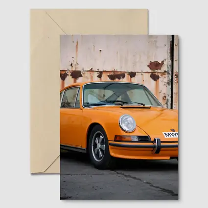 Porsche 911 Orange Classic Car Rusty Wall