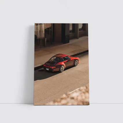 Red Porsche 911 Parked Urban Street