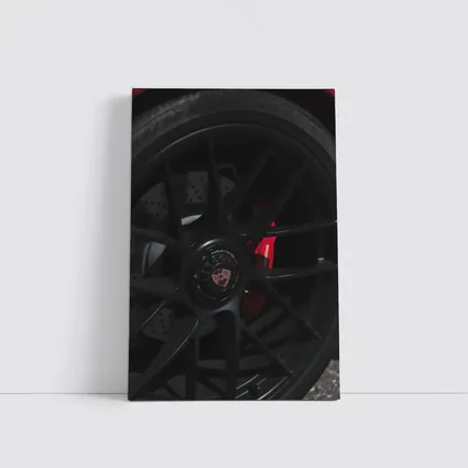 Porsche Black Alloy Wheel Red Brake Caliper