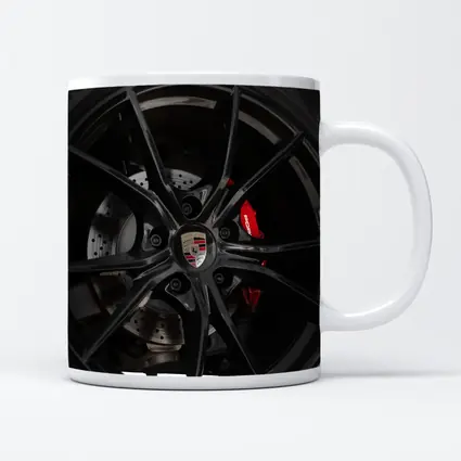 Porsche Black Alloy Wheel Red Brake Caliper