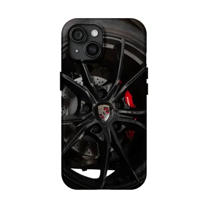 Porsche Black Alloy Wheel Red Brake Caliper