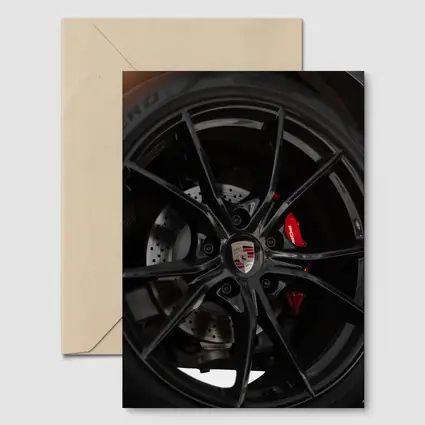 Porsche Black Alloy Wheel Red Brake Caliper