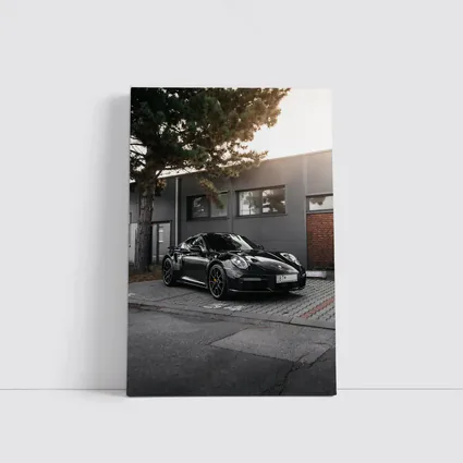 Black Porsche 911 Parked Urban Building