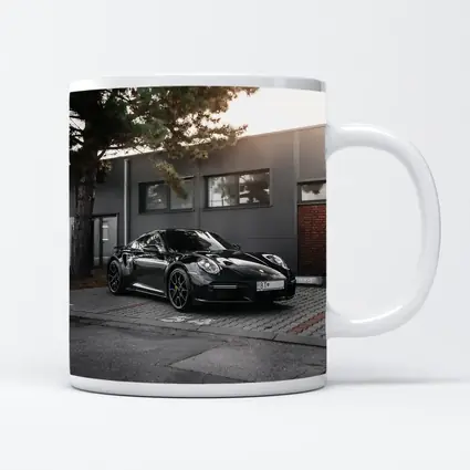 Black Porsche 911 Parked Urban Building