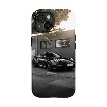 Black Porsche 911 Parked Urban Building