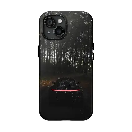 Porsche Taycan Black In Dark Forest