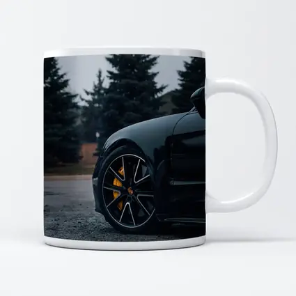 Black Porsche Taycan Yellow Calipers Moody Sky