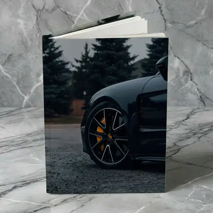 Black Porsche Taycan Yellow Calipers Moody Sky
