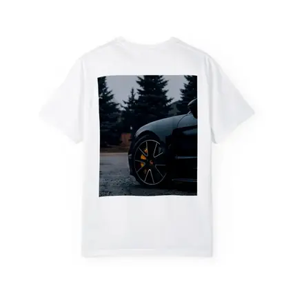 Black Porsche Taycan Yellow Calipers Moody Sky