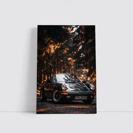 Black Porsche 911 Dark Forest Road