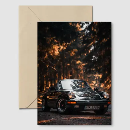 Black Porsche 911 Dark Forest Road