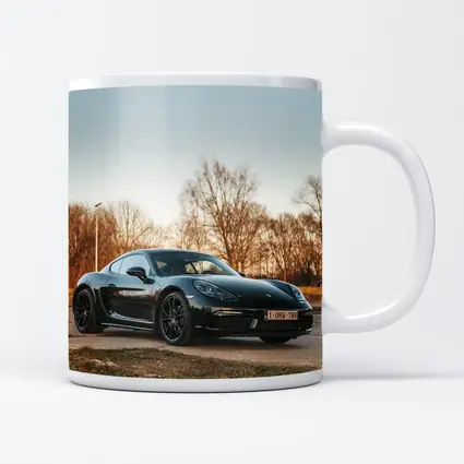 Black Porsche Cayman Parked Outdoors Autumn Trees
