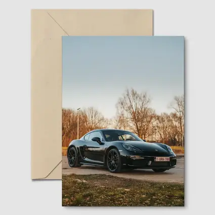 Black Porsche Cayman Parked Outdoors Autumn Trees