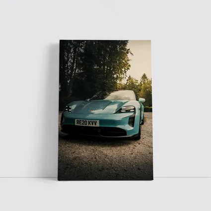 Porsche Taycan Teal Green Gravel Driveway