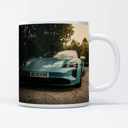 Porsche Taycan Teal Green Gravel Driveway