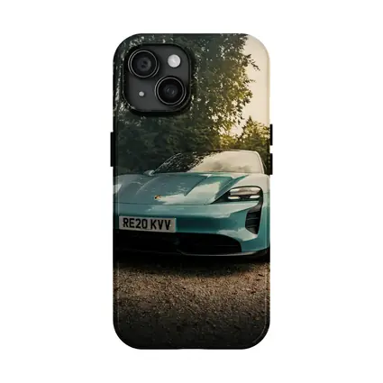 Porsche Taycan Teal Green Gravel Driveway