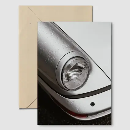 Porsche 911 Headlight Close Up Rainy Day